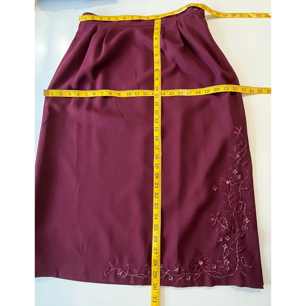 Vintage Le‎ Suit Burgundy Wedding Guest Skirt Suit 14W Embroidered Event - Picture 11 of 13